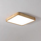 Minimalist Wood Flush Mount Ceiling Light With Round Shade