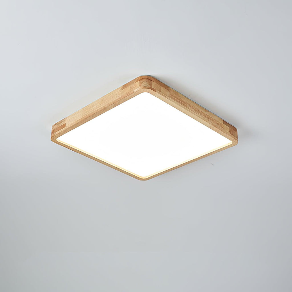 Minimalist Wood Flush Mount Ceiling Light With Round Shade