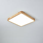 Minimalist Wood Flush Mount Ceiling Light With Round Shade