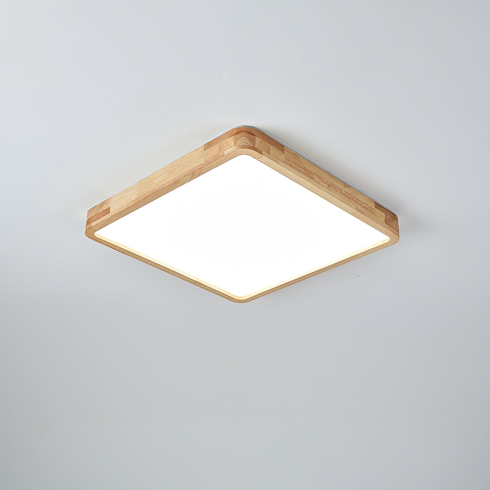 Minimalist Wood Flush Mount Ceiling Light With Round Shade