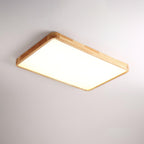 Minimalist Wood Flush Mount Ceiling Light With Round Shade