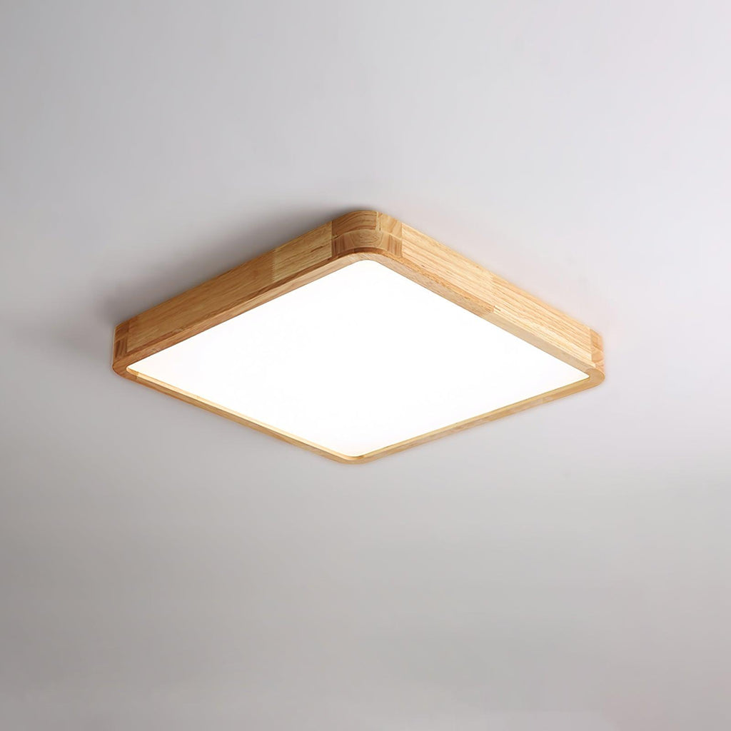 Minimalist Wood Flush Mount Ceiling Light With Round Shade
