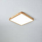 Minimalist Wood Flush Mount Ceiling Light With Round Shade