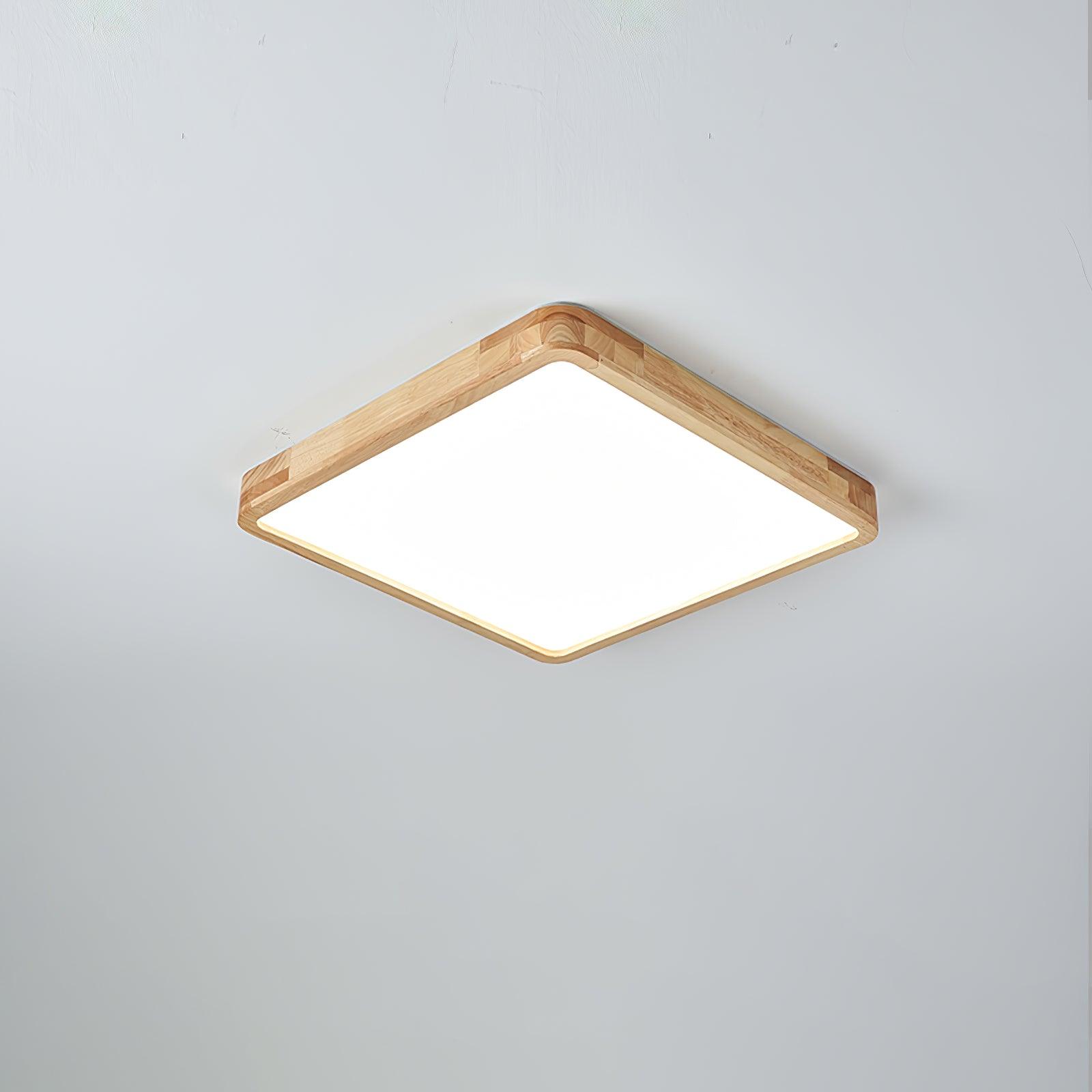 Minimalist Wood Flush Mount Ceiling Light With Round Shade