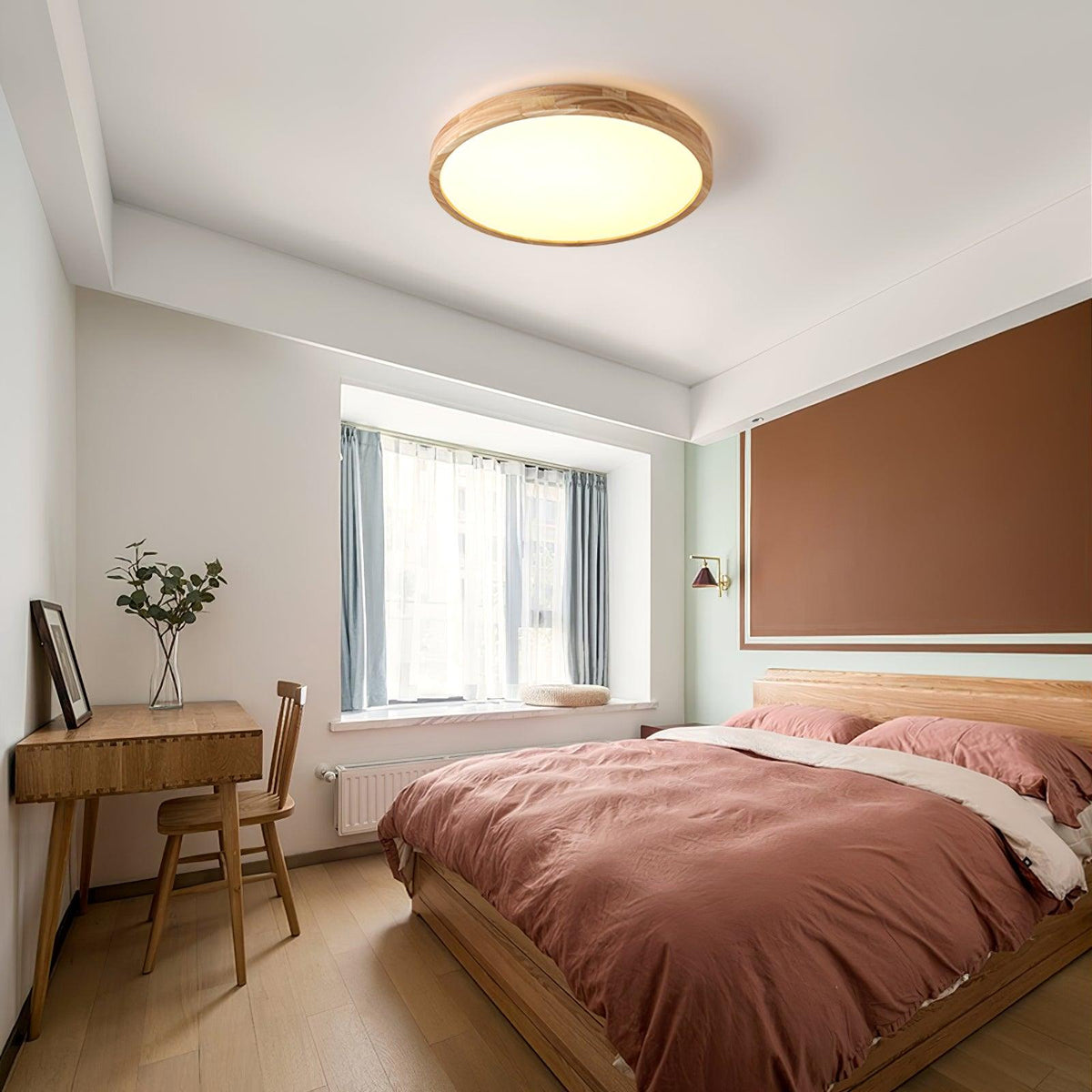 Scandinavian Wood Flush Mount Ceiling Light With Remote Dimming — Ashbury Home & Living