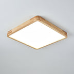 Minimalist Wood Flush Mount Ceiling Light With Round Shade