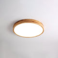 Minimalist Wood Flush Mount Ceiling Light With Round Shade