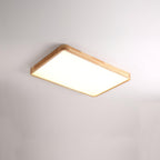 Minimalist Wood Flush Mount Ceiling Light With Round Shade