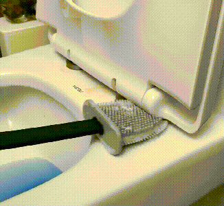 Silicone Toilet Brush with Holder Flexible Flat Brush Head Quick Drying Hygienic Toilet Cleaning Brush Standing or Wall Mounted for Bathroom