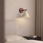 Yellow Travertine Cone Wall Light With Wood Base LED Light