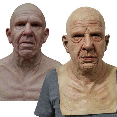 Realistic Old Man Mask Latex Halloween Mask for Adults Full Head Creepy Face Mask with Movable Mouth for Fancy Dress | Cosplay and Parties