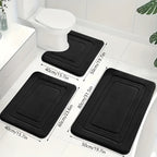 Memory Foam Bath Mat Set Absorbent Non-Slip Bathroom Rug Set with Contour Toilet Mat Machine Washable Microfibre Mats for Bathroom and Toilet