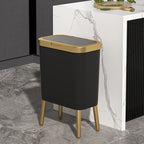 Slim Kitchen Bin with Lid and Raised Legs Odour Sealing Press-Top Rubbish Bin with Metallic Trim Waste Bin for Kitchen | Bathroom and Living Room