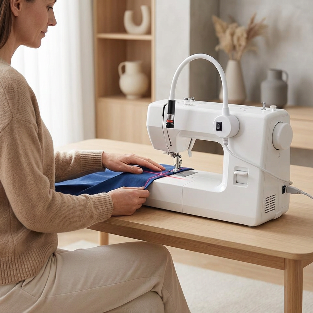 Magnetic Laser Guide Light for Sewing Machines Flexible Gooseneck Stitch Line Projector USB Powered Quilting Seam Guide Crosshair | Line or Dot