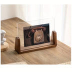 Acrylic Photo Frame with Wooden Base Clear U-Shaped Picture Frame Modern Minimalist Tabletop Frame for Desk | Shelf and Bedside