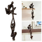 Abstract Couple Shelf Sitter Sculpture with Hanging Figure for Bookshelf