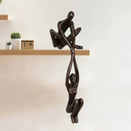 Abstract Couple Shelf Sitter Sculpture with Hanging Figure for Bookshelf