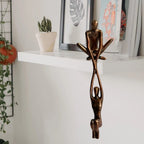 Abstract Couple Shelf Sitter Sculpture with Hanging Figure for Bookshelf