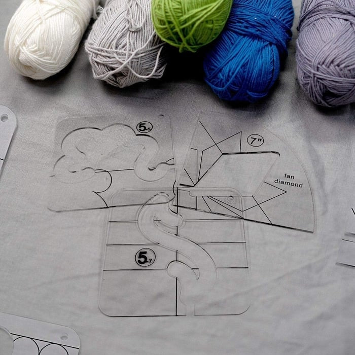 Acrylic Quilting Template Set for Free Motion Quilting with Stitch Guides