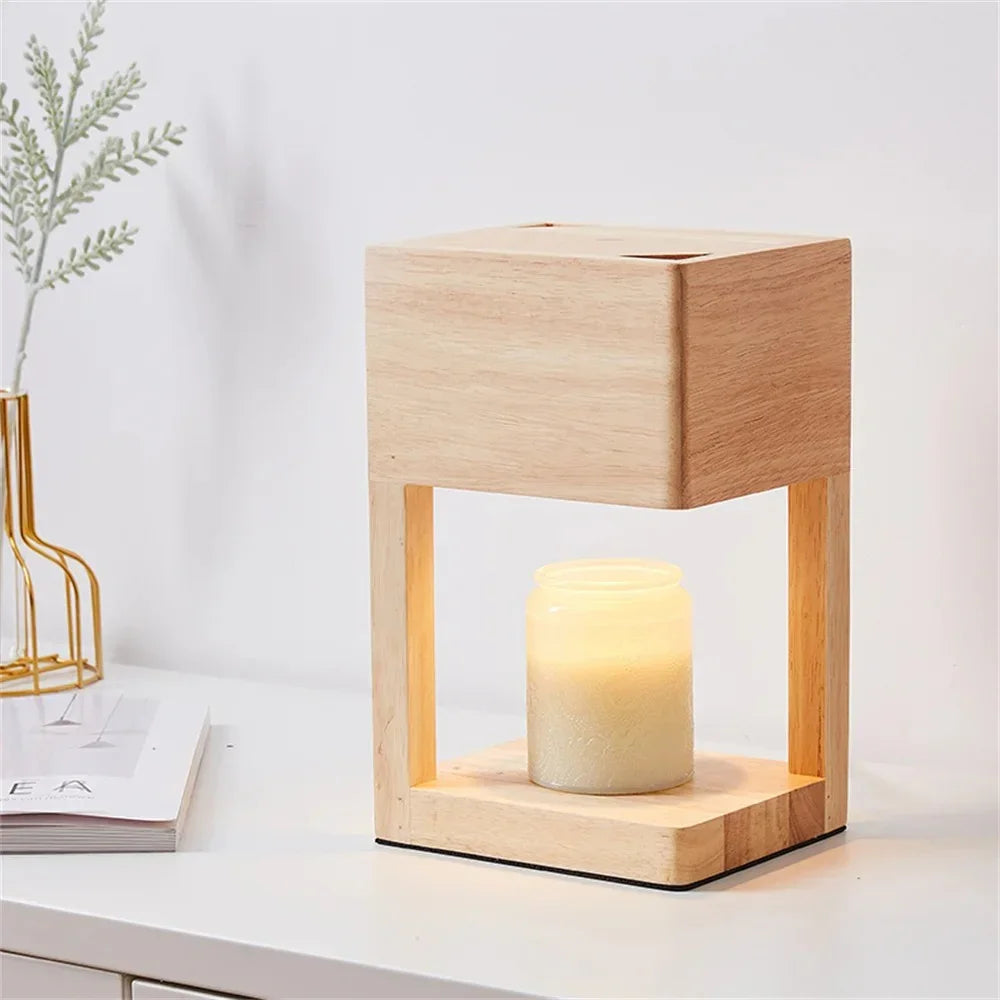 Minimalist Wood Table Lamp With Warm LED Glow in Light Brown — Ashbury Home & Living