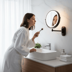 LED Magnifying Makeup Mirror Wall-Mounted Rechargeable Illuminated Vanity Mirror with Touch Control and Extendable Arm