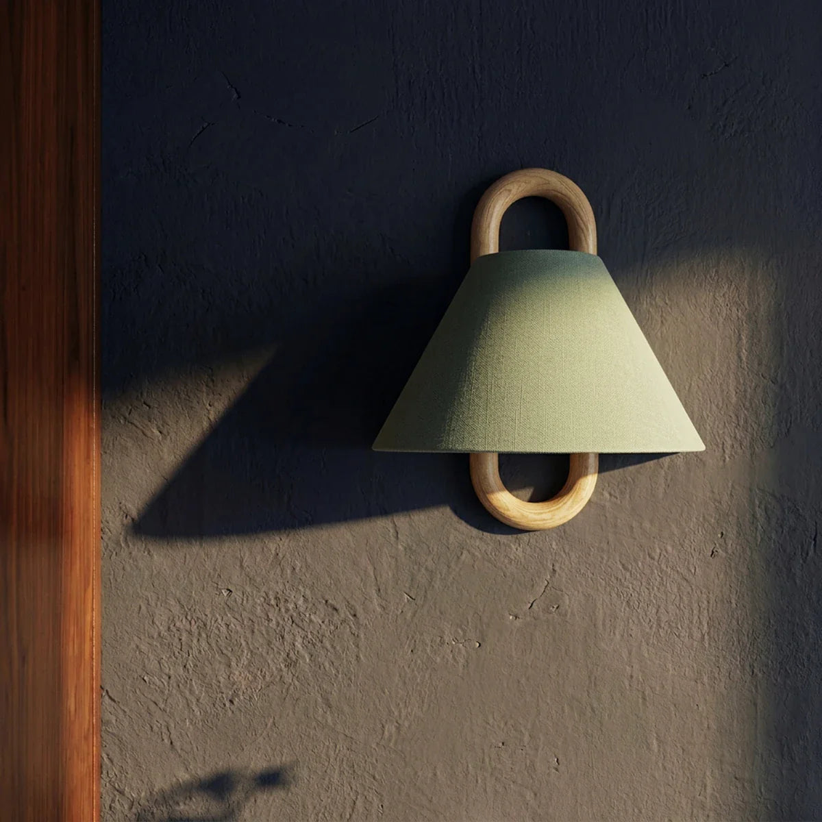 Scandinavian Beech Wood Wall Light With Fabric Shade