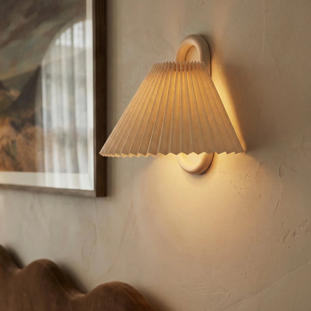 Scandinavian Beech Wood Wall Light With Fabric Shade