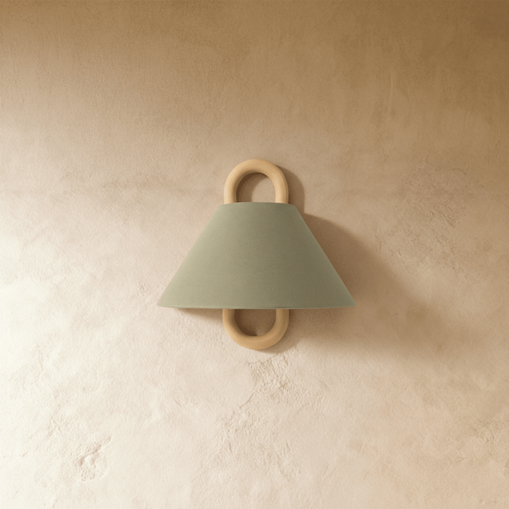 Scandinavian Beech Wood Wall Light With Fabric Shade