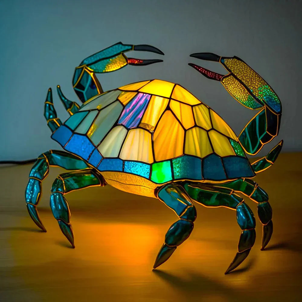 Stained Glass Wolf Table Lamp With Colourful Mosaic Shade And Ambient Glow