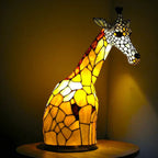 Stained Glass Wolf Table Lamp With Colourful Mosaic Shade And Ambient Glow