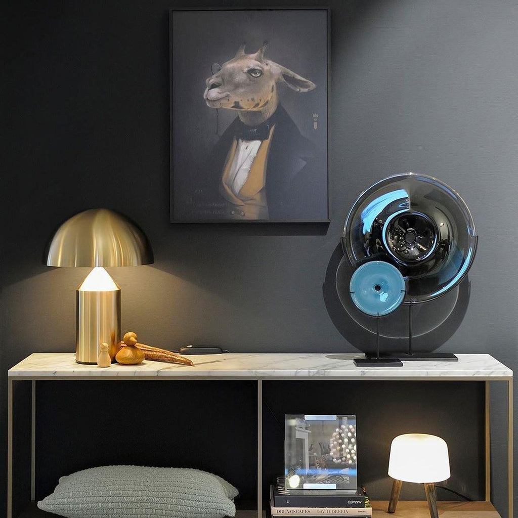 Mushroom Dome Metal Table Lamp With Sculptural Base