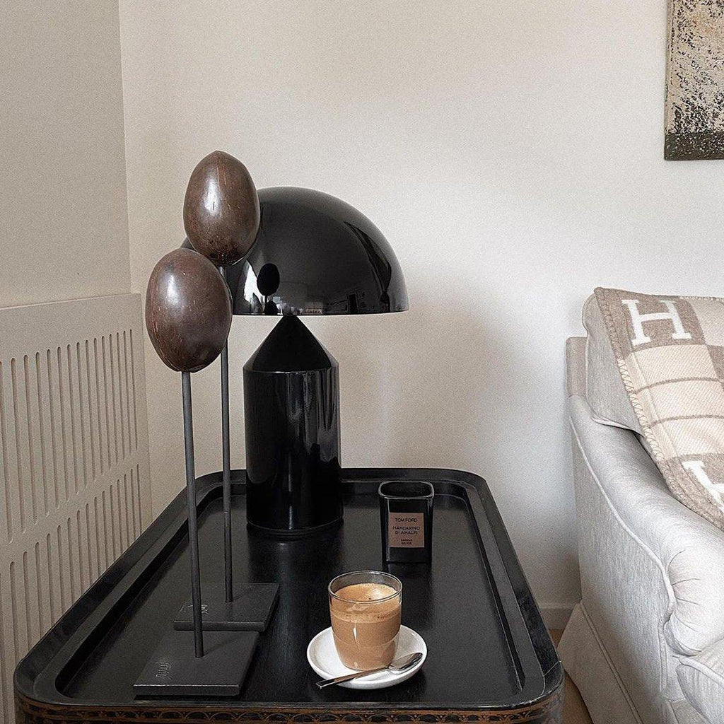 Mushroom Dome Metal Table Lamp With Sculptural Base