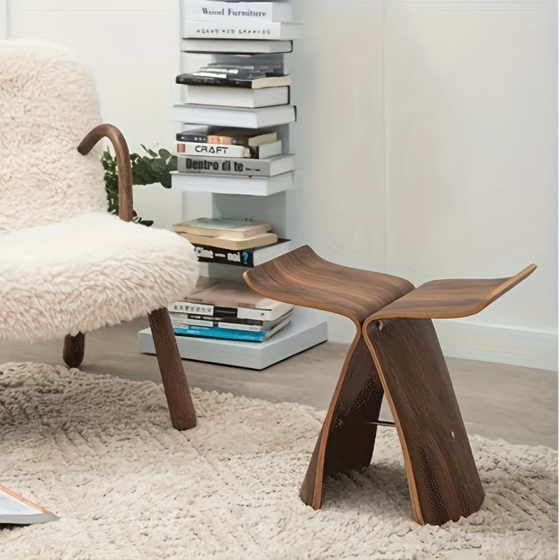 Butterfly Stool Solid Wood Bentwood Stool Mid-Century Design Armless Wooden Seat and Side Table for Living Room | Entrance and Bedroom