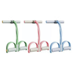Pedal Resistance Band Four Tube Latex Sit Up Pull Rope with Foam Handles and Non Slip Foot Pedals Home Workout Trainer for Abdominal | Arm and Leg