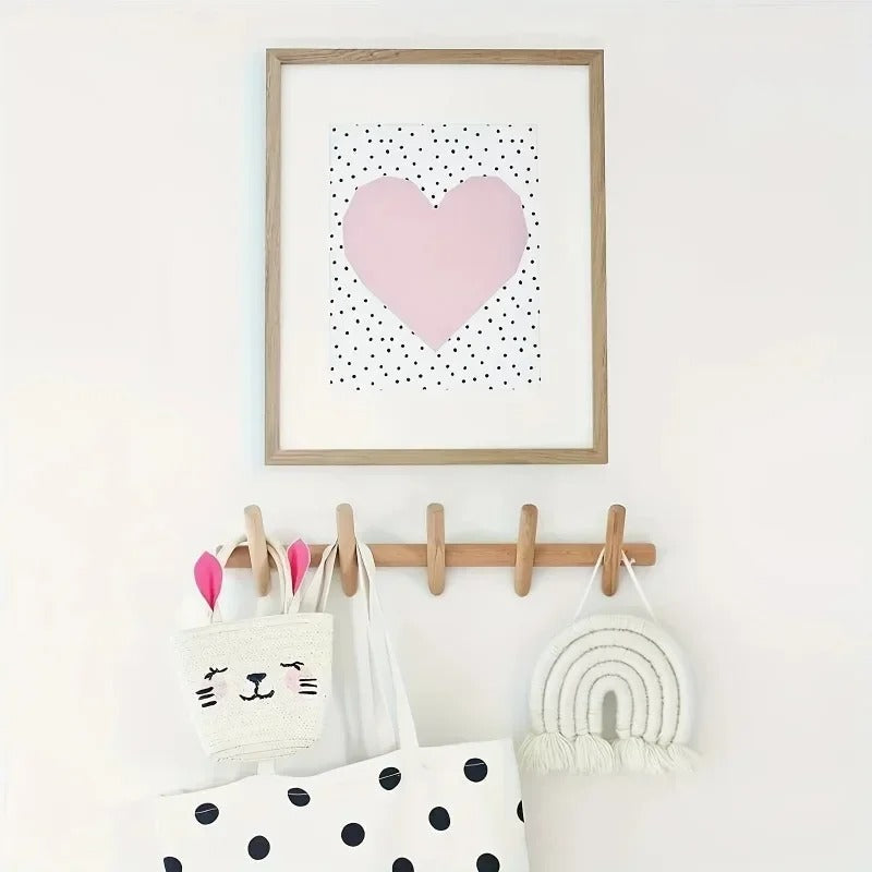 Wooden Wall Rack Solid Oak Coat Hooks Scandinavian Wall Mounted Peg Rail for Coats | Hats and Scarves in Hallway | Bathroom and Bedroom