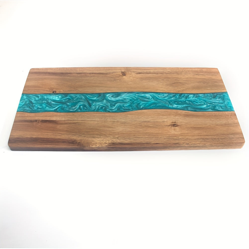 Resin River Chopping Board Acacia Wood Serving Board with Epoxy Resin Inlay Wooden Cheese and Charcuterie Board for Kitchen and Dining