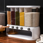 Rice Dispenser Multi-Compartment Dry Food Storage Container with Flip-Top Lid Airtight Cereal and Grain Dispenser Kitchen Pantry Organiser