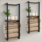 Wall Mounted Towel Rack Tiered Stainless Steel Towel Holder Space-Saving Bathroom Storage Shelf for Towels | Toiletries and Bathroom Decor