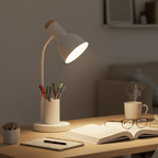 Modern LED Desk Lamp with Pen Holder Adjustable Colour Temperature Iron Reading Lamp for Home Office and Study