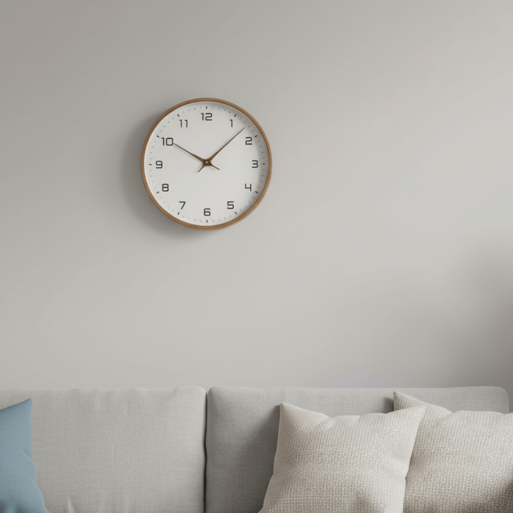 Solid Wood Wall Clock Modern Scandinavian Silent Non-Ticking Round Wooden Clock Minimalist Wall Decor for Living Room, Bedroom and Office