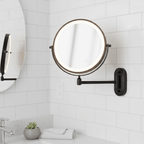 LED Magnifying Makeup Mirror Wall-Mounted Rechargeable Illuminated Vanity Mirror with Touch Control and Extendable Arm