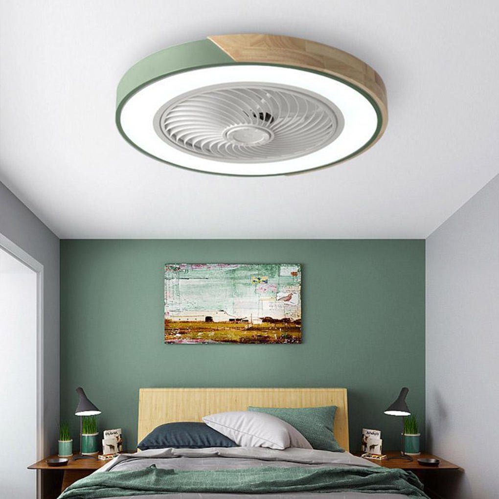Ceiling Fan Ceiling Light With Wood Trim LED Light