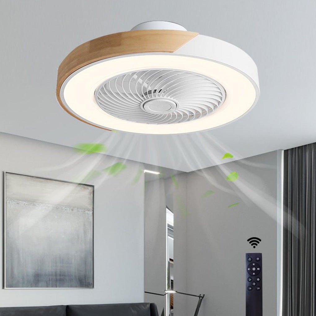 Ceiling Fan Ceiling Light With Wood Trim LED Light