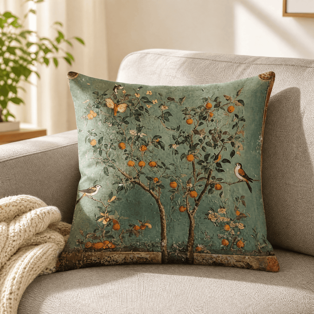 Vintage Botanical Cushion Covers Set of Two Heavyweight Polyester Throw Pillow Covers with Hidden Zip Garden Print for Sofa and Bed
