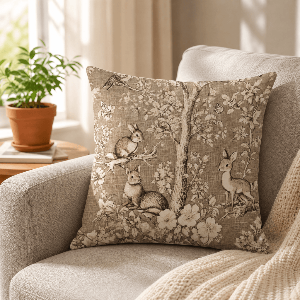 Vintage Botanical Cushion Covers Set of Two Heavyweight Polyester Throw Pillow Covers with Hidden Zip Garden Print for Sofa and Bed