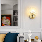 Brass And Glass Seashell Wall Light With E14 Bulb Base
