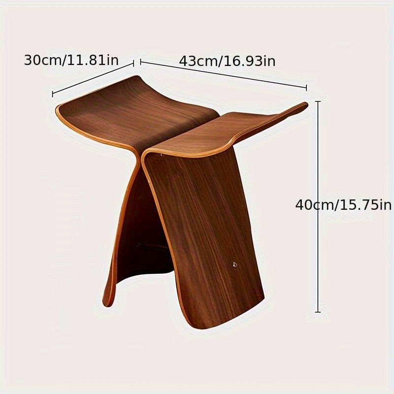 Butterfly Stool Solid Wood Bentwood Stool Mid-Century Design Armless Wooden Seat and Side Table for Living Room | Entrance and Bedroom