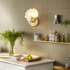 Brass And Glass Seashell Wall Light With E14 Bulb Base