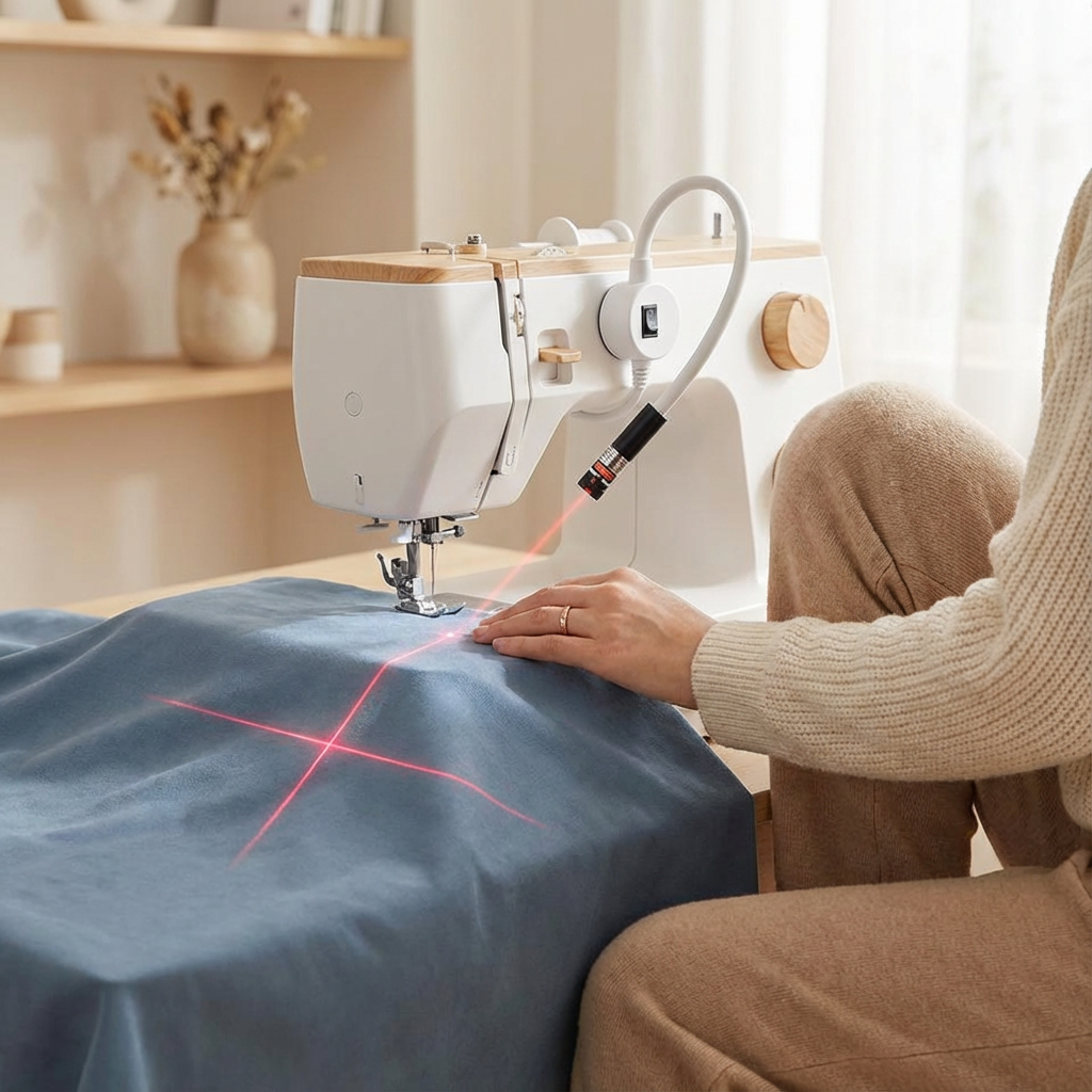 Magnetic Laser Guide Light for Sewing Machines Flexible Gooseneck Stitch Line Projector USB Powered Quilting Seam Guide Crosshair | Line or Dot
