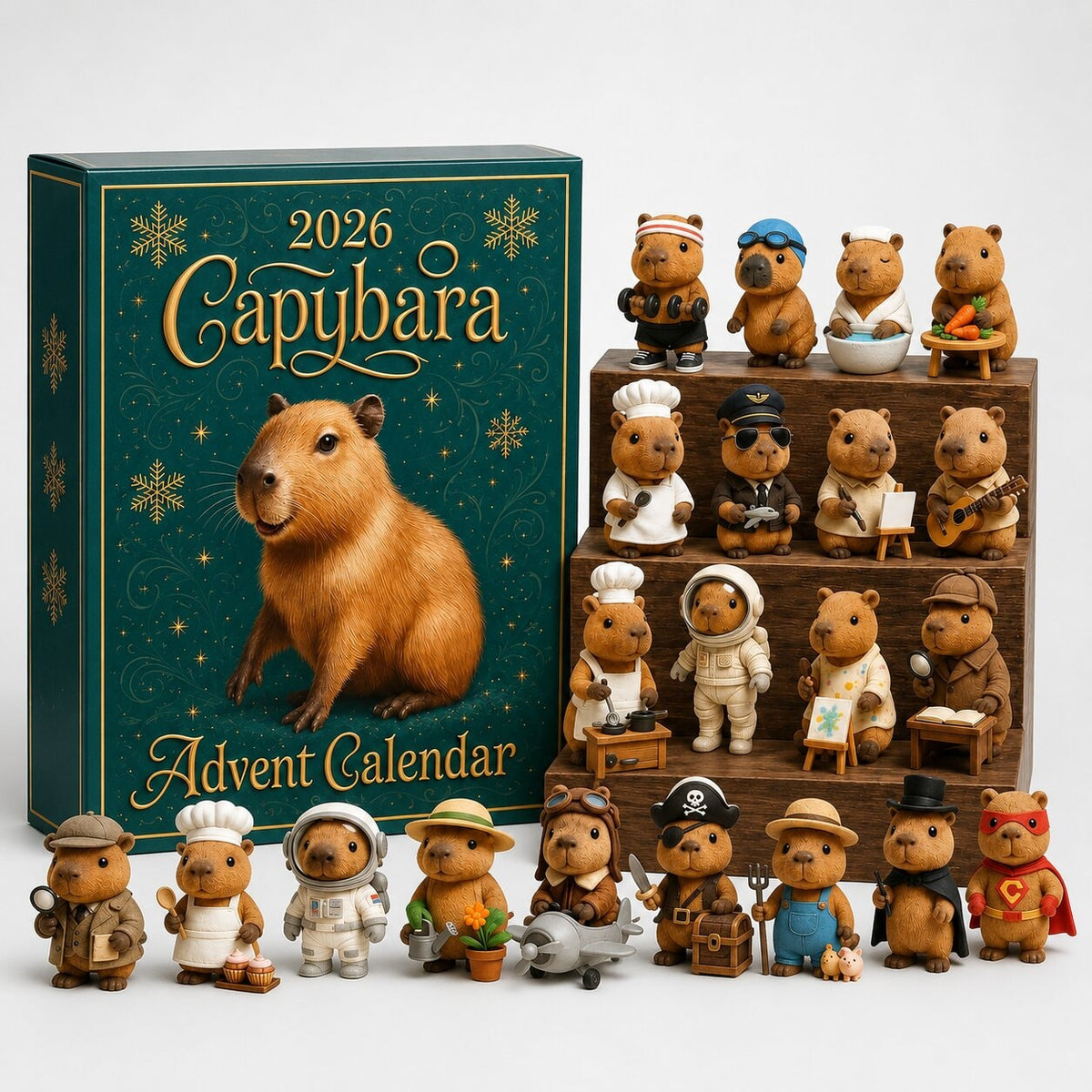 Capybara Advent Calendar with Collectible Figures for Christmas Countdown
